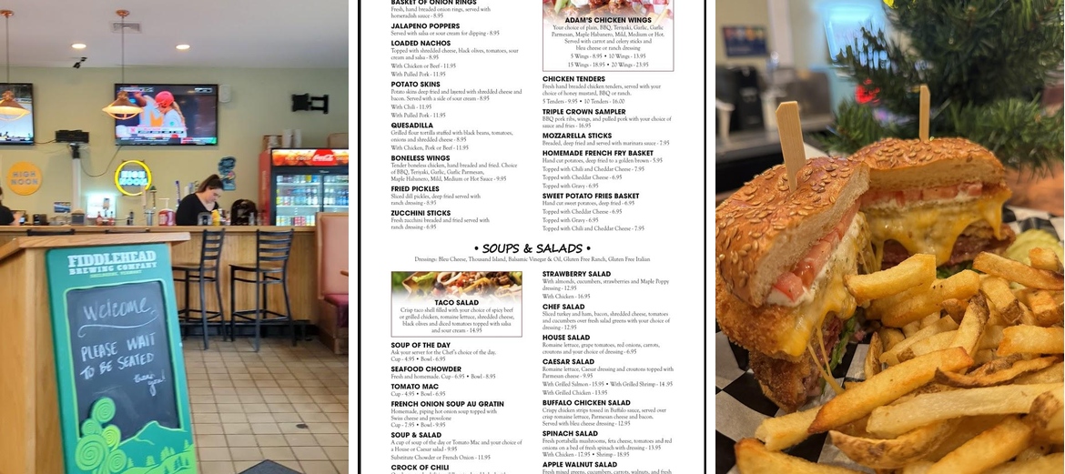 Adam's Table Menu